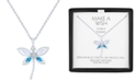 Macy's Lab-Created Opal (5x2 mm), Blue Topaz (1/10 ct. t.w.) & Diamond Accent Dragonfly Pendant Necklace in Sterling Silver, !6" + 2" extender